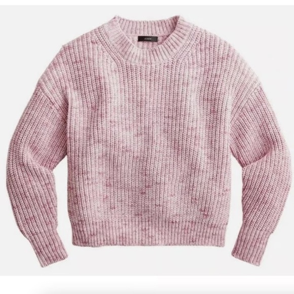J.Crew Marled Cotton Blend Crewneck Sweater Raspberry Pink Size Large - Picture 6 of 6